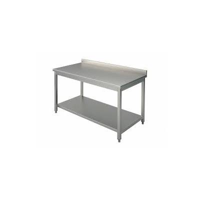 Table inox - Largeur L Avec étagère basse, Avec dosseret