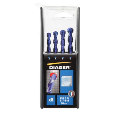 Foret CERAMIK D3/4/5/6/7/8/9/10 - coffret de 8 pièces - Gedimat - DIAGER
