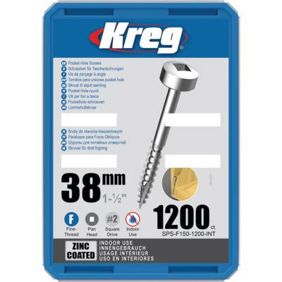 Vis à trous de poche Kreg Revêtu de Zinc Pan-Head, Filetage fin - KREG - SPS-F150-1200-INT