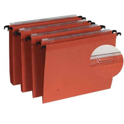 Boite de 25 dossiers suspendus tiroir defi flex fond V 220g orange