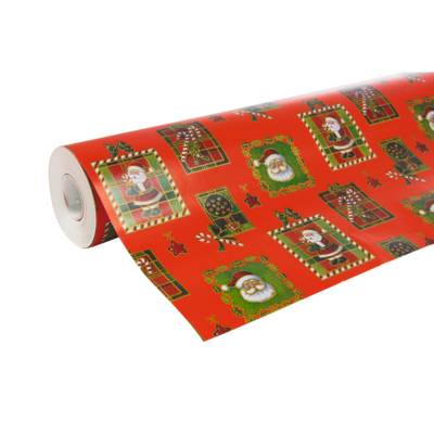 Rouleau papier cadeau ALLIANCE L70 cm x 50 m Père Noël mosaïque rouge