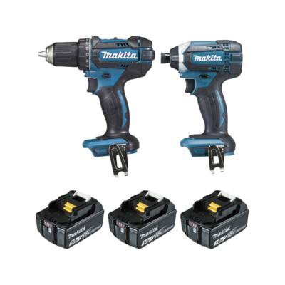 Perceuse-visseuse + visseuse à chocs 18V +3 batteries 3.0 Ah - Gedimat - MAKITA
