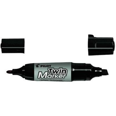 Marqueur permanent TWIN Marker Jumbo Pointe Biseau et Pointe Ogive Noir