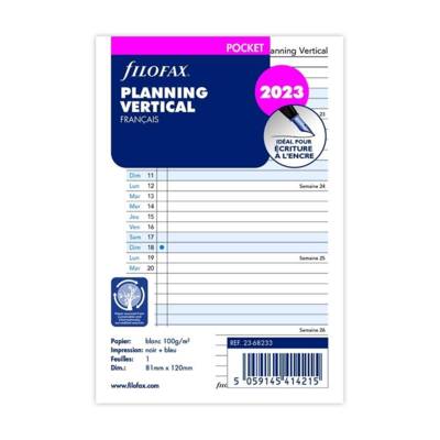 Recharge Format Pocket 2023 PLANNING ANNUEL VERTICAL BLANC FR - FILOFAX