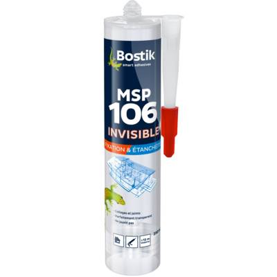 Mastic de fixation et d'étanchéité MSP 106 invisible - cartouche de 290ml - Gedimat - BOSTIK