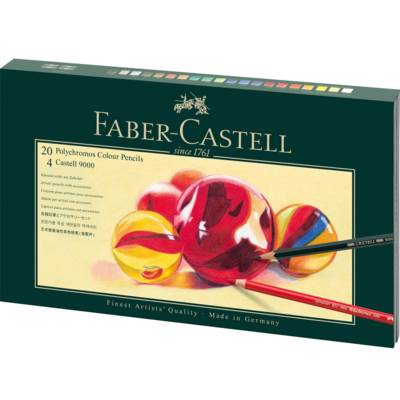 Coffret cadeau de 24 crayons Mixed Media Polychromos + Castell 9000
