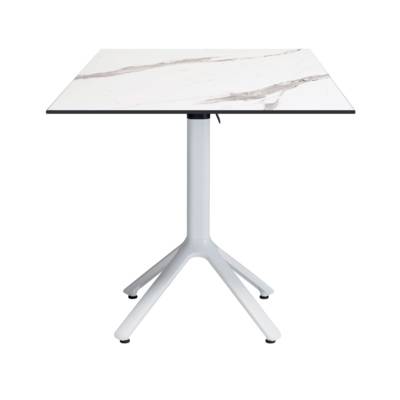 Table rabattable pied blanc 70x70cm marbre blanc - terrasse - RestooTab