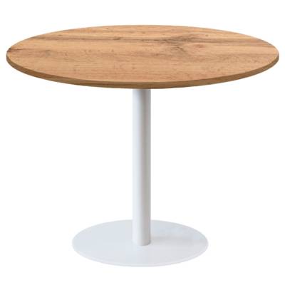 Table pied blanc Ø120cm chene armor - intérieur - RestooTab