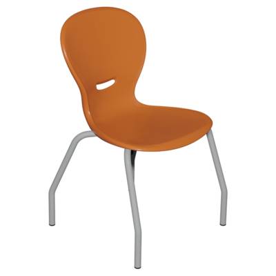 Chaise HAVA 4 pieds coque polypropylène piètement époxy - T6 - Orange/gris alu RAL 9006 - Mobidecor