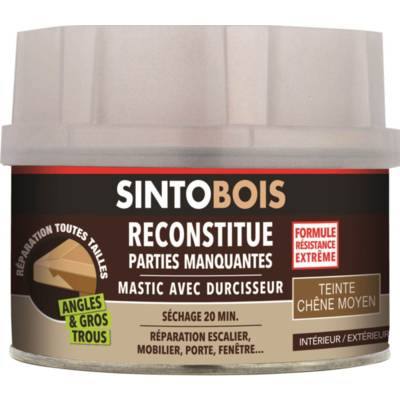 Mastic à bois avec durcisseur angles/gros trous chêne moyen 500ml - SINTO - 139711 - SINTO SA
