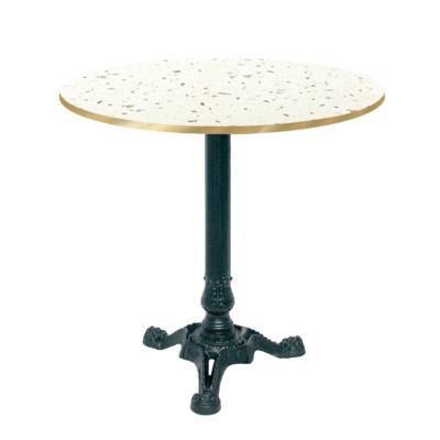 Table pied noir Ø70cm terrazzo cassata chant laiton - intérieur - RestooTab