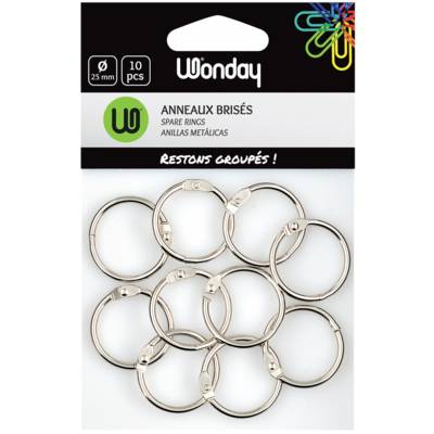Sachet de 10 Anneaux brisés en métal diam 30 mm argenté
