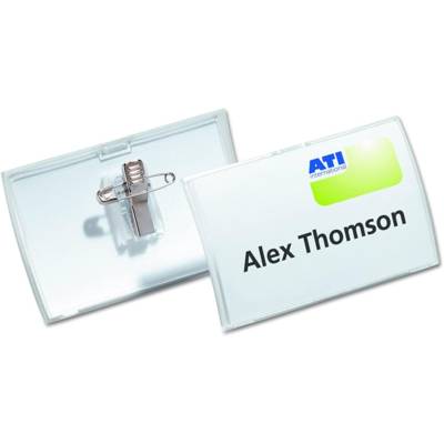 Boite de 25 badges combi Epingle et pince Clickfold 5,4X9 cm