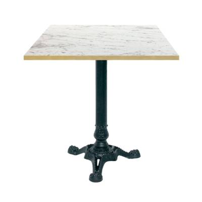 Table pied noir 70x70cm calacatta chants laiton - intérieur - RestooTab