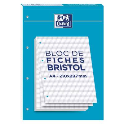 Bloc de 30 Fiches Bristol Perforées 2.0 A4 Q5/5 blanc