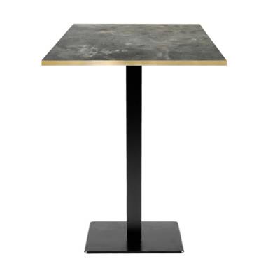 Mange-debout pied noir 60x60cm pierre metallisee chants laiton - intérieur - RestooTab