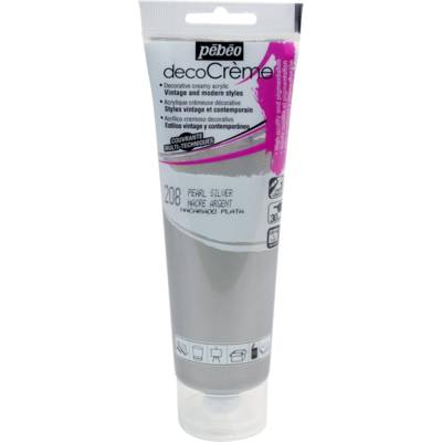 Tube 120ml Peinture Acrylique Décocrème Mat ARGENT - PÉBÉO