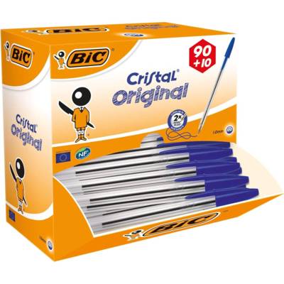 Pack de 100 Stylos à bille Cristal Medium Bleu