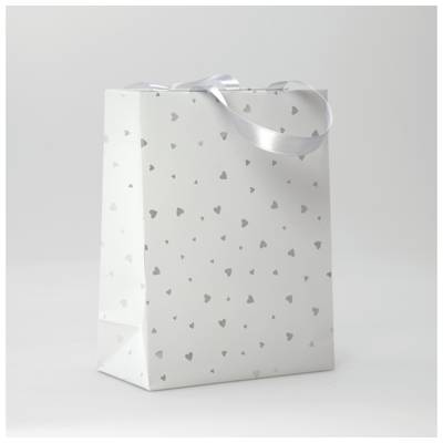 Sac cadeau 17x6x22cm Blanc cœur