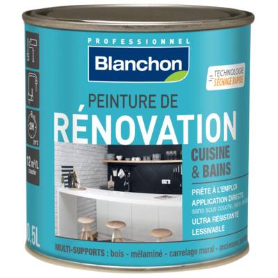 Peinture de rénovation cuisine/bains satin blanc cassé - pot de 0,5 l - Gedimat - BLANCHON