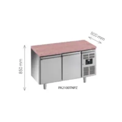 Tour 2 portes pâtissier dessus granit et étagère inox - PA2100TNPZEGO - L2G