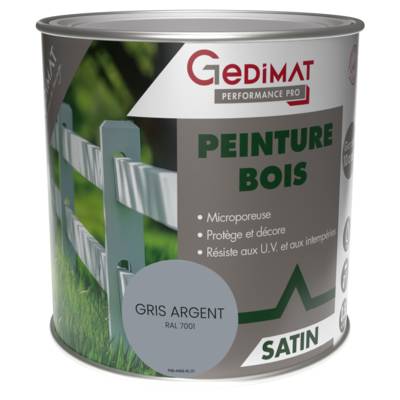 Peinture bois gris argent RAL 7001 - pot de 0.5 litres - Gedimat