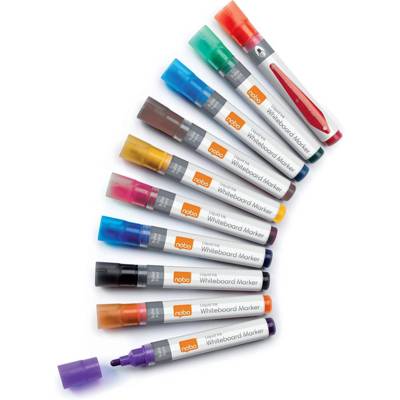Lot de 10 Marqueurs Effaçables à Sec Liquid Ink Tableau Blanc Pointe Ogive 3mm - NOBO
