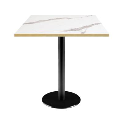 Table pied noir 70x70cm marbre blanc chant laiton - intérieur - RestooTab