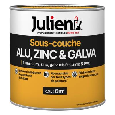 Sous-couche aluminium, zinc, galvanisé, cuivre et PVC blanc mat - pot de 0,5L - Gedimat - JULIEN