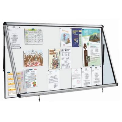 Vitrine d'affichage à porte relevable fond tôle blanc