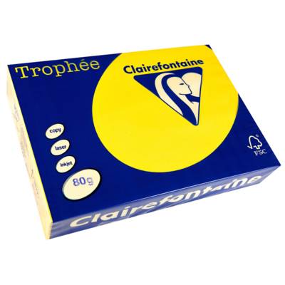 Ramette 500 Feuilles Papier 80g A4 210x297 mm Certifié FSC fluo jaune - CLAIREFONTAINE