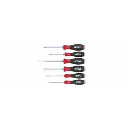 Jeu de 6 tournevis Softfinish WIHA Fente/Phillips - 6 pans - disque de frappe - 21250 - Maxoutil