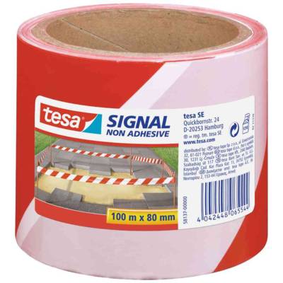 Ruban de Délimitation NON Adhésif Rouge / Blanc 80mm x 100 m