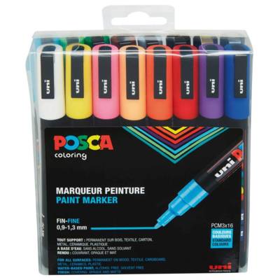 Set de 16 Marqueurs PC3M Pointe conique fine Couleurs Assorties