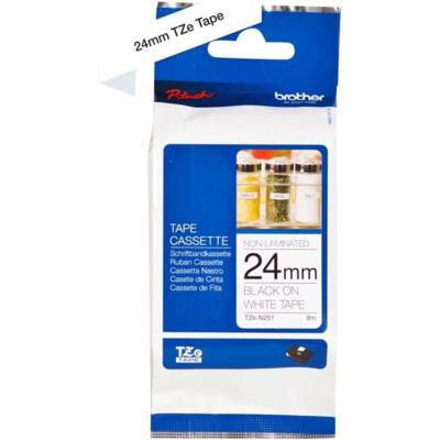 Ruban pour PTOUCH non laminé noir/blanc 24mmx8m TZEN251