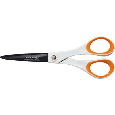 Ciseaux avec lame titane Non Stick 18cm, ambidextre blanc/orange