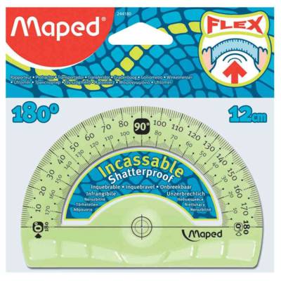 Rapporteur demi-circulaire Flex Incassable 180 degrés 12 cm  couleur aléatoire