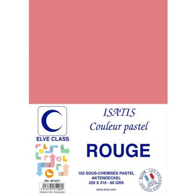 Paquet de 102 Sous-chemises 60 g 220 x 310 mm ISATIS Coloris Pastel Rouge
