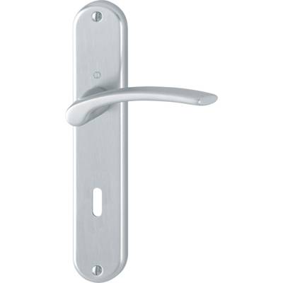 Ensemble de poignées sur plaque IBIZA alu aspect chrome satiné clé L 195mm - Gedimat - HOPPE