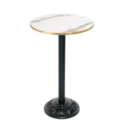 Mange-debout pied noir Ø60cm marbre blanc chant laiton - intérieur - RestooTab