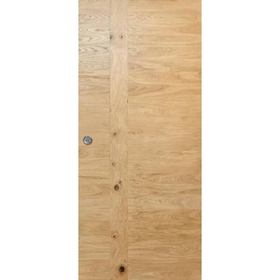 Porte coulissante pleine BOIS AUTHENTIQUE parement chêne massif brossé gros nœuds - 204 x 73 cm - poignée coquille - Gedimat - ROZIÈRE