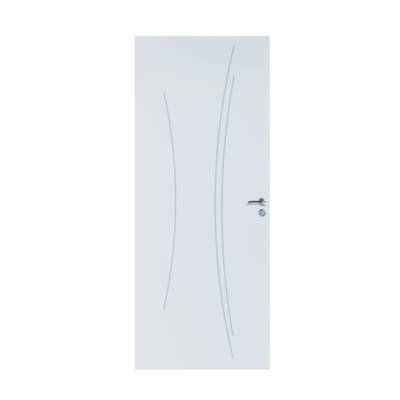 Bloc-porte alvéolaire KAORI gravé à peindre à recouvrement H.Néolys 90x49mm - 204 x 83 cm - droit poussant - Gedimat - RIGHINI
