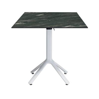 Table rabattable pied blanc 70x70cm ardoise calypso - terrasse - RestooTab