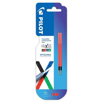 Pack 2 recharges FriXion Ball 4 couleurs - Encre gel effaçable - Pointe fine Rouge
