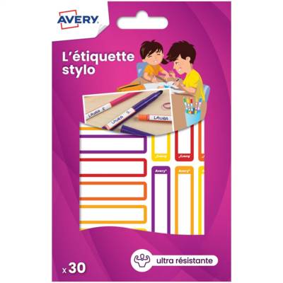 Sachet de 30 étiquettes stylos jaune/orange Avery