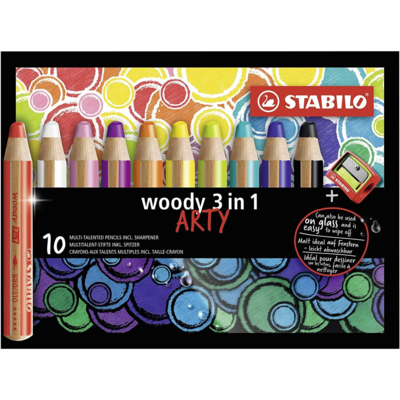 Etui de 10 crayons aux talents multiples woody 3en1