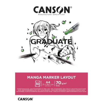 Bloc 50 Feuilles Dessin GRADUATE Manga Marker Layout A4 70g