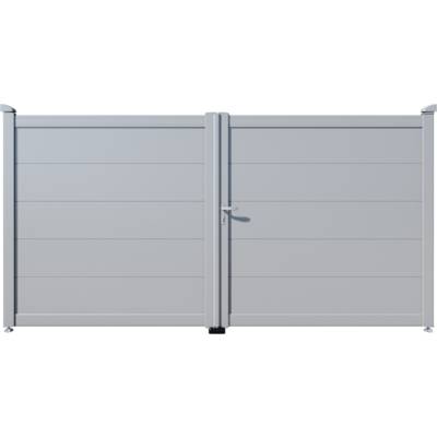 Portail battant THELUS alu gris clair satiné - Gedimat - DC