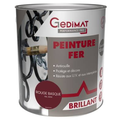 Peinture fer rouge basque - pot de 2 litres - Gedimat