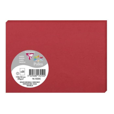 Pqt de 25 Carte Simple 210g 110x155 rouge groseille